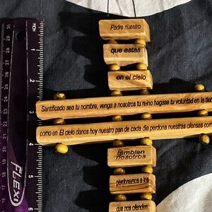 Our father prayer olive wood cross 10’ long / Holy Land